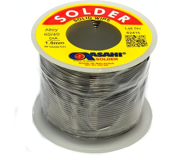 Изображение товара Припой (1 мм, 0.25 кг, Sn60/Pb40, без флюса) ASAHI 00-00000082