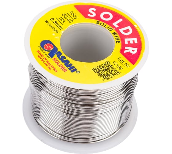 Изображение товара Припой (0.8 мм, 0.25 кг, Sn60/Pb40, без флюса) ASAHI 00-00000080