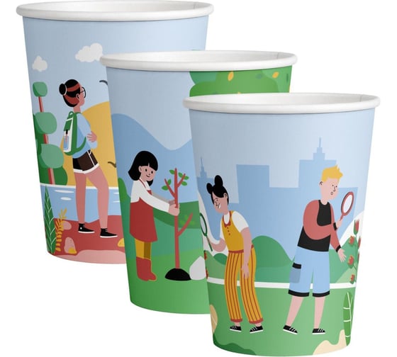 Изображение товара Стакан одноразовый Комус Природа 350 мл, d-90 мм, 50 шт 2015024