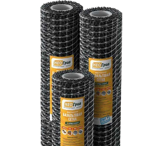 Изображение товара Сетка базальтовая кладочная НЕОГРИД Оптима (ячейка 25х8 мм, рулон 1х50 м) НО 1-50/25-8