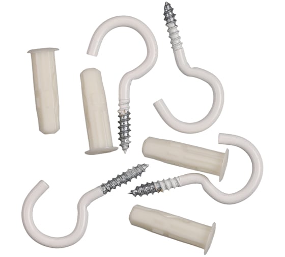 Изображение товара Крюк-шуруп ЕВРОПАРТНЕР белый d4,1хL60 в компл. c дюбелем MULTI 8x32 4шт. MP 315 17