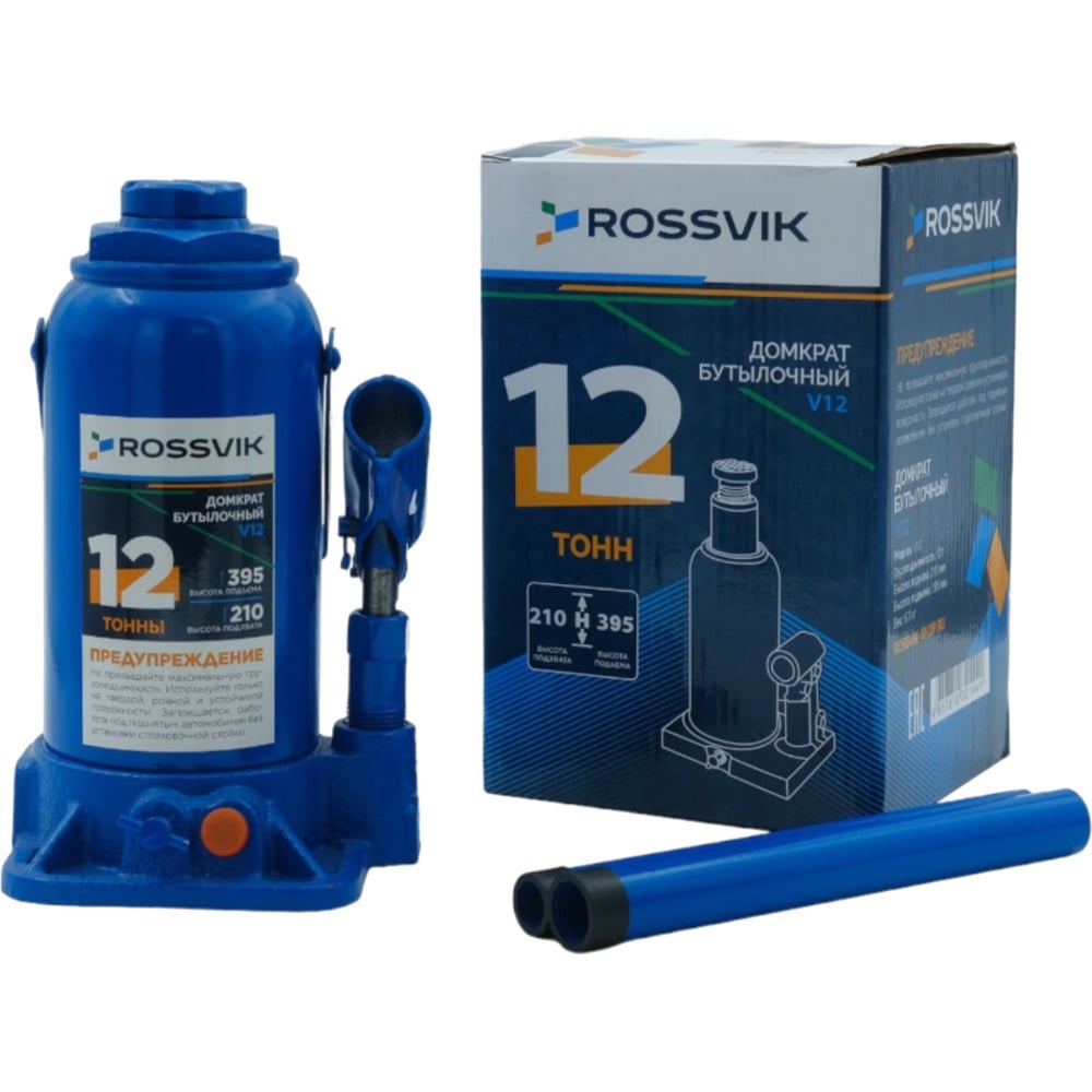 Изображение товара Домкрат бутылочный Rossvik г/п 12 тонн V12 - профессиональный гидравлический инструмент