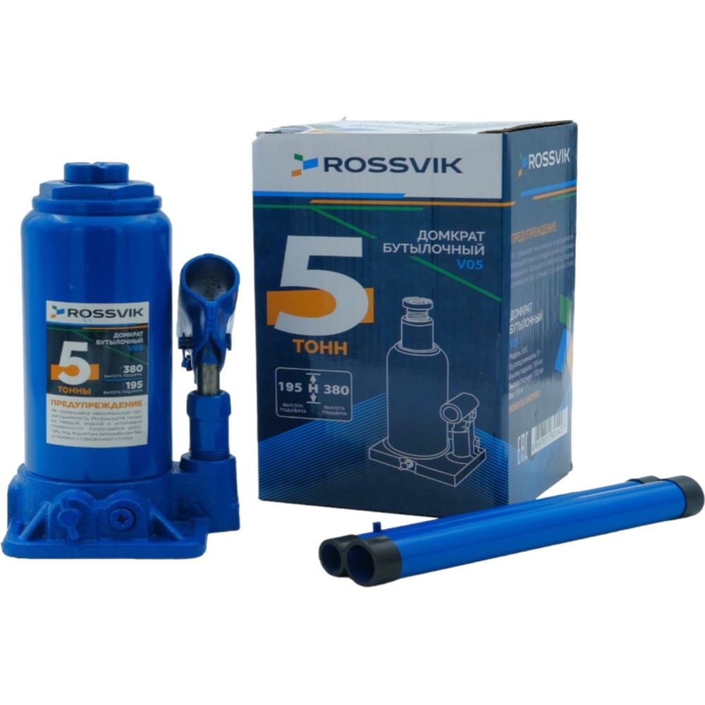 Изображение товара Домкрат бутылочный Rossvik V05 5 тонн гидравлический для подъема