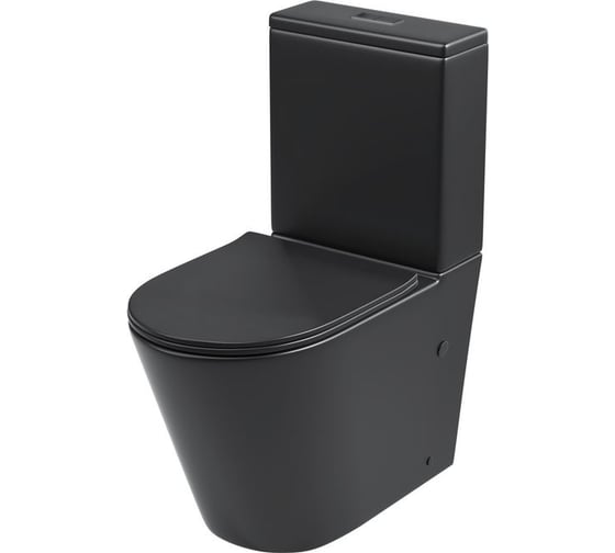 Изображение товара Унитаз Grossman (640х360х835) черный матовый, напольный безободковый, с тонкой крышкой, 2 места GR-4458BMS