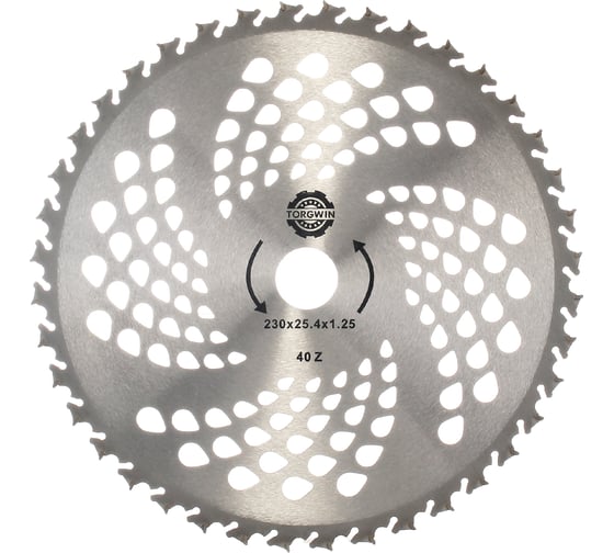 Изображение товара Нож 40-лопастной с победитом 230x25.4x1.25 мм для газонокосилки TORGWIN S25919