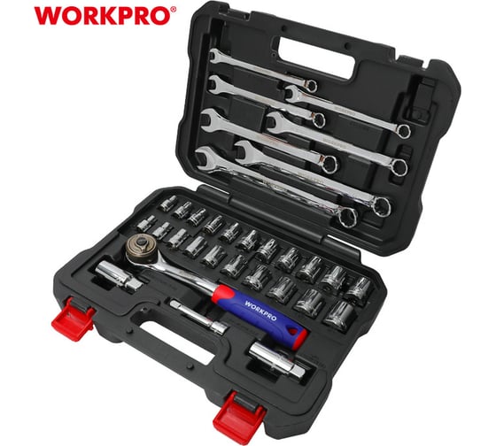 Изображение товара Набор 6-гранных торцевых головок WORKPRO 3/8", в кейсе, 32 шт. WP202528
