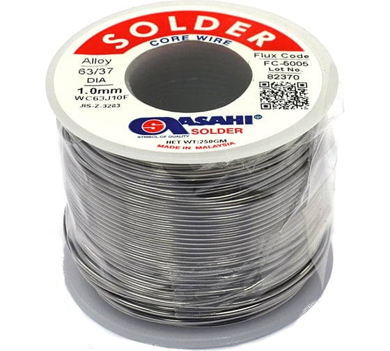Изображение товара Припой (1 мм, 0.25 кг, Sn63/Pb37, FC5005 флюс RMA) ASAHI 00-00000309