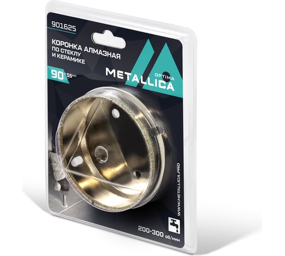 Изображение товара Коронка алмазная 90x55 мм, #80, по стеклу и плитке METALLICA Optima 901625