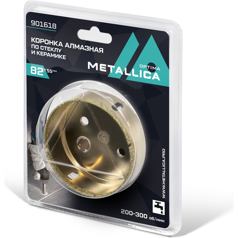 Коронка алмазная 82x55 мм, #80, по стеклу и плитке METALLICA Optima 901618