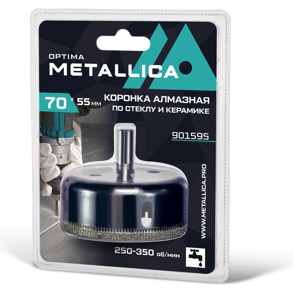 Изображение товара Коронка алмазная 70x55 мм, #80, по стеклу и плитке METALLICA Optima 901595