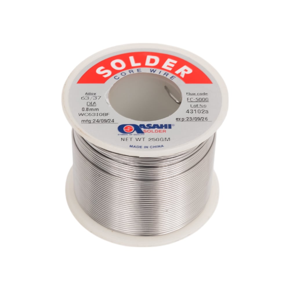 Изображение товара Припой 0.8 мм, 0.25 кг, Sn63/Pb37 с флюсом FC5000 RMA ASAHI