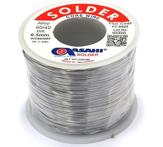 Изображение товара Припой (0.5 мм, 0.25 кг, Sn60/Pb40, FC5000 RMA) ASAHI 00-00000294