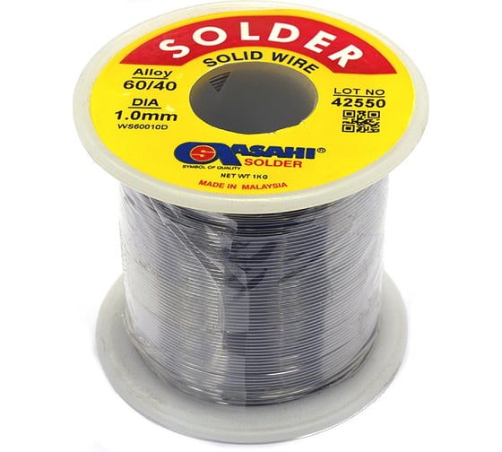 Изображение товара Припой (1 мм, 1 кг, Sn60/Pb40, без флюса) ASAHI 00-00004312