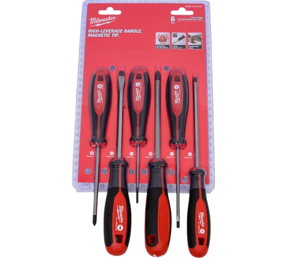 Изображение товара Набор магнитных отверток № 2 Milwaukee трехгранная рукоятка, 6 шт 4932471807