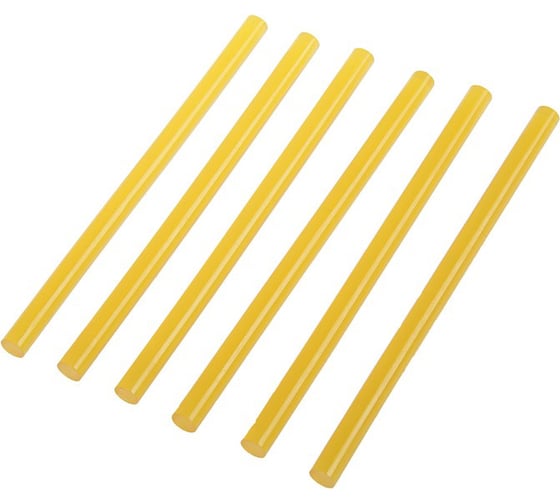 Изображение товара Стержни желтые клеевые по бумаге и дереву (6 шт; 11х200 мм) ТУНДРА 1290481