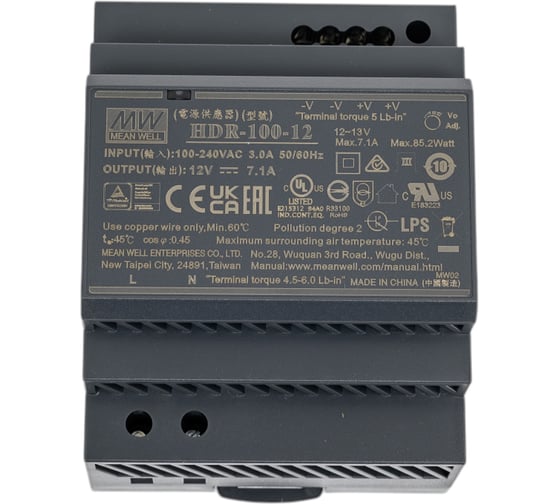 Изображение товара Источник питания Mean Well AC/DC HDR-100-12 Т02697842