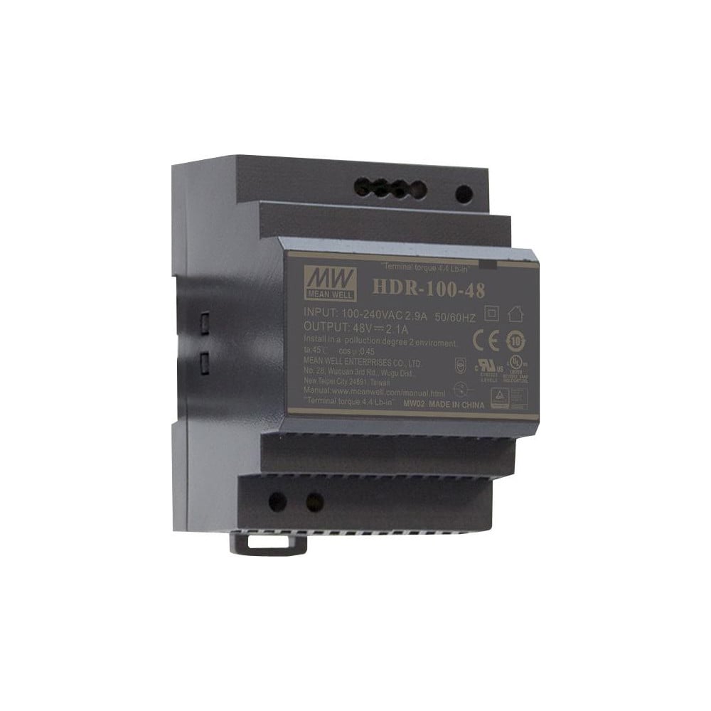 Изображение товара Источник питания Mean Well AC/DC HDR-100-48 92Вт для промышленной автоматизации