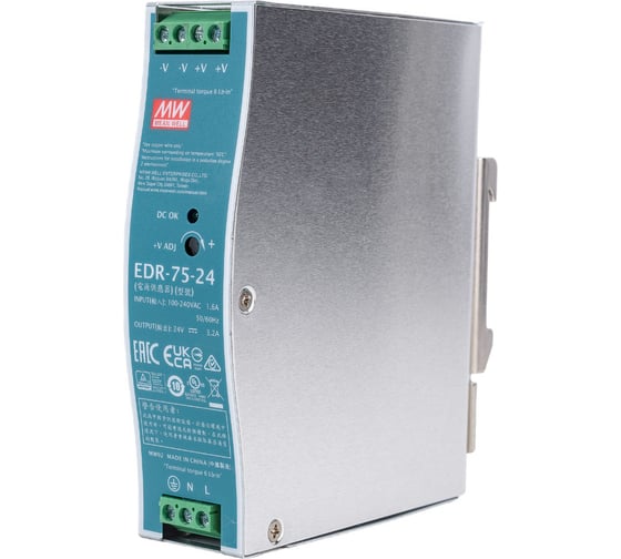 Изображение товара Источник питания Mean Well AC/DC EDR-75-24 77Вт Т02240994