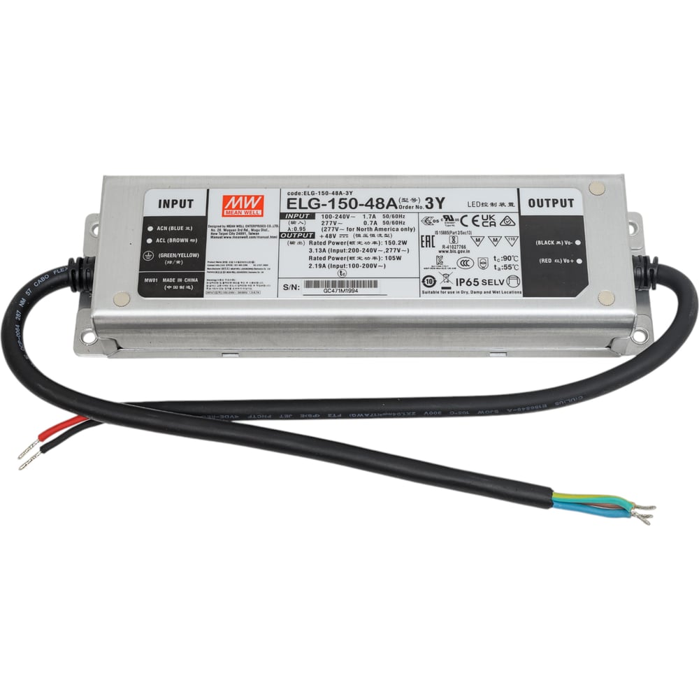 Изображение товара Источник питания Mean Well AC/DC ELG-100-48A-3Y мощностью 96 Вт