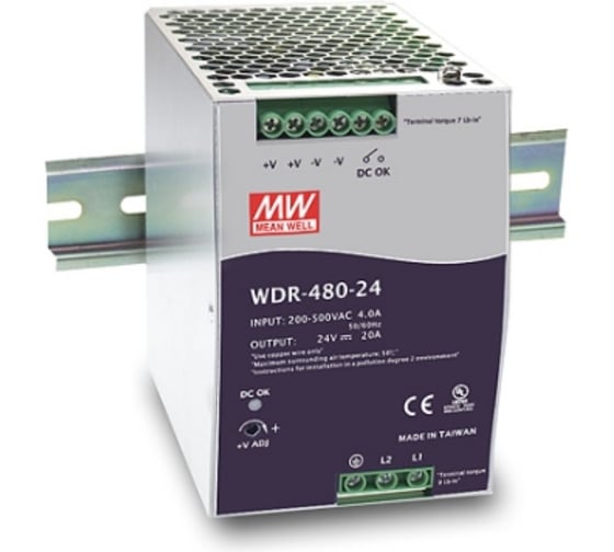 Изображение товара Источник питания Mean Well AC/DC WDR-480-48 480Вт Т00299119
