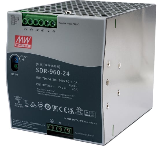 Изображение товара Источник питания Mean Well AC/DC SDR-960-24 Т02150236