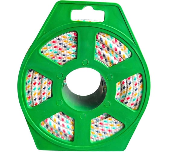 Изображение товара Шнур плетеный полипропиленовый ООО Оптхозторг 6 мм, 15 м, разноцветный, Европодвес 058615113