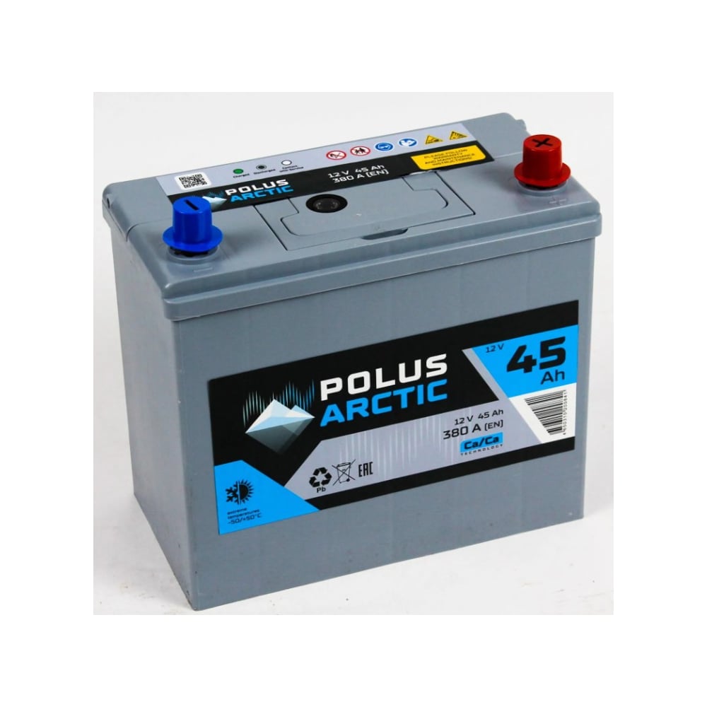Изображение товара Аккумулятор POLUS ARCTIC 6СТ-45.0 45Ач 380А 12В B24 кальциевый