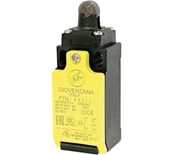 Изображение товара Концевой переключатель Giovenzana с металлическим роликовым плунжером 12мм, 1НЗ/1НР мгновенного действия FTN145Z11M