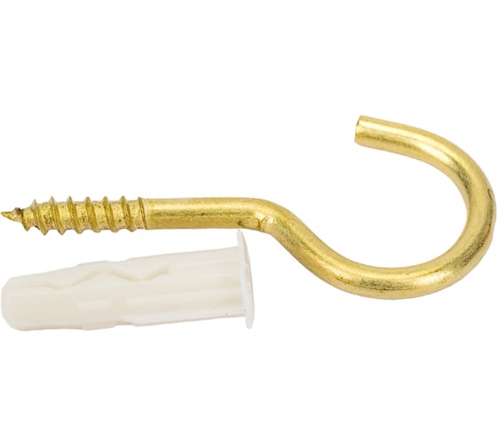 Изображение товара Крюк-шуруп ЕВРОПАРТНЕР латунир. d4,1хL50 в компл. c дюбелем MULTI 6x25 4шт. MP 307 17