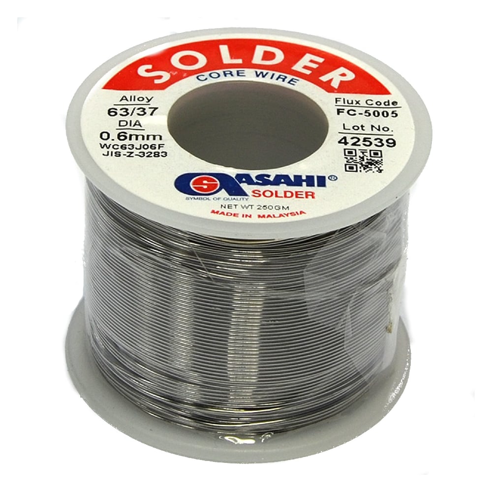 Изображение товара Припой мягкий с флюсом ASAHI FC5005 0.6 мм 0.25 кг Sn63/Pb37