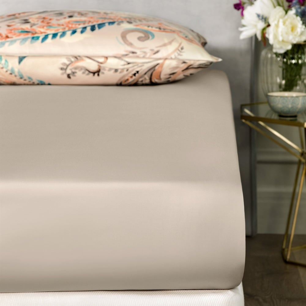 Изображение товара Простыня EDELSON TENCEL 180x200x30 см на резинке экрю из трикотажа