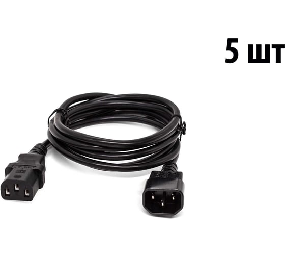 Изображение товара Комплект кабелей Filum FL-PC10-C13-C14-1.8M 5шт, С13- C14, 3x0.75мм², 220В, 10A, 2200 Вт, черный, 1.8м FL-PC10-C13-C14-1.8M/5