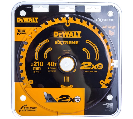 Изображение товара Диск пильный EXTREME (210x30 мм; 40T) DEWALT DT20433-QZ
