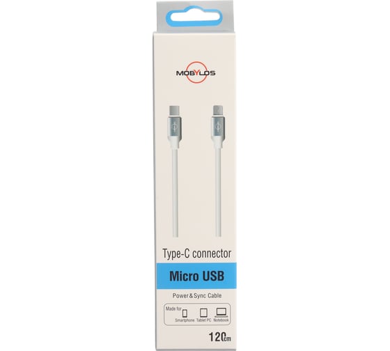 Изображение товара Кабель Mobylos Type-C – Micro-USB 50049/белый