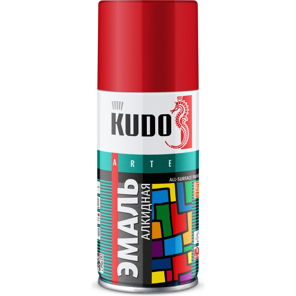 Изображение товара Эмаль универсальная KUDO красная RAL-3020 210 мл аэрозоль защитно-декоративная