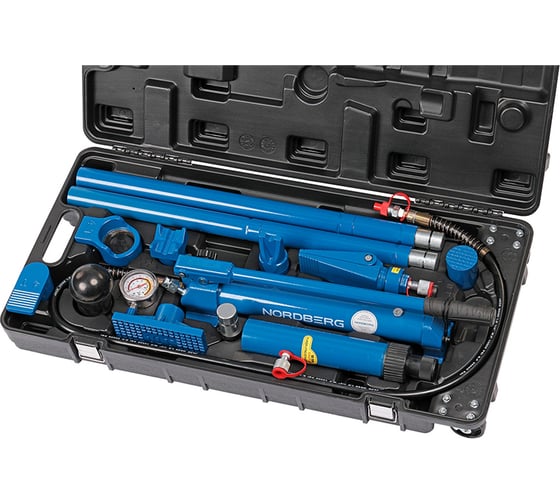 Изображение товара Растяжка рихтовочная c манометром в кейсе NORDBERG усилие 10 т, 15 предметов N3811