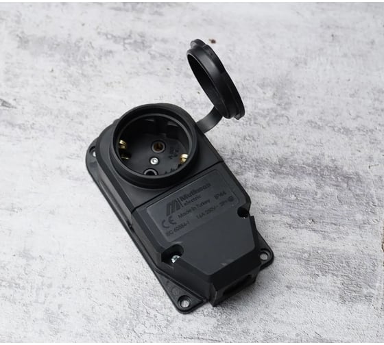 Изображение товара Розетка каучуковая одноместная Mutlusan колодка влагозащищенная, колодка каучуковая 16А 250V 010083500296