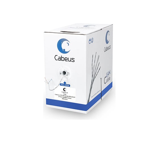 Изображение товара Кабель Cabeus витая пара, категория 5e, 2 пары 0,5мм, одножильный, серый UTP-2P-Cat.5e-SOLID-GY