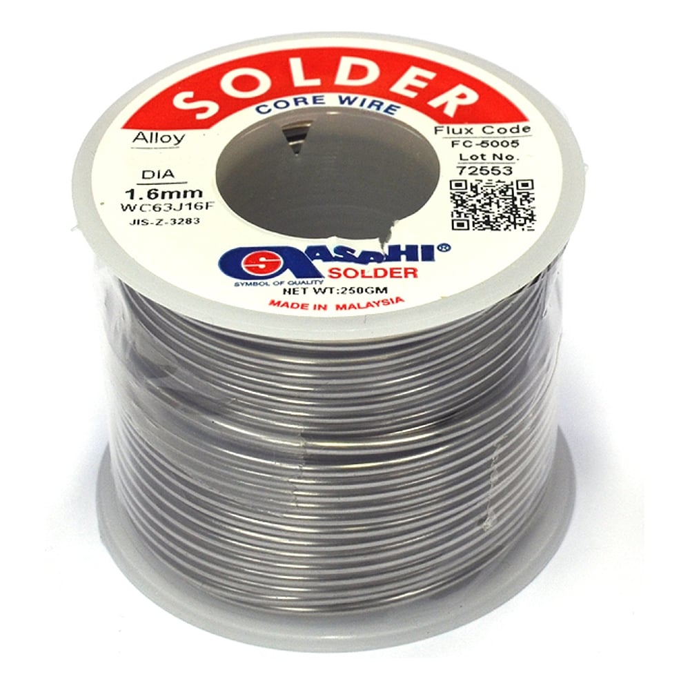 Изображение товара Припой для пайки Sn60/Pb40 1.6 мм 0.25 кг с флюсом ASAHI