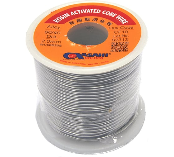 Изображение товара Припой (2 мм, 0.5 кг, Sn60/Pb40, CF10 флюс RA) ASAHI 00-00001195