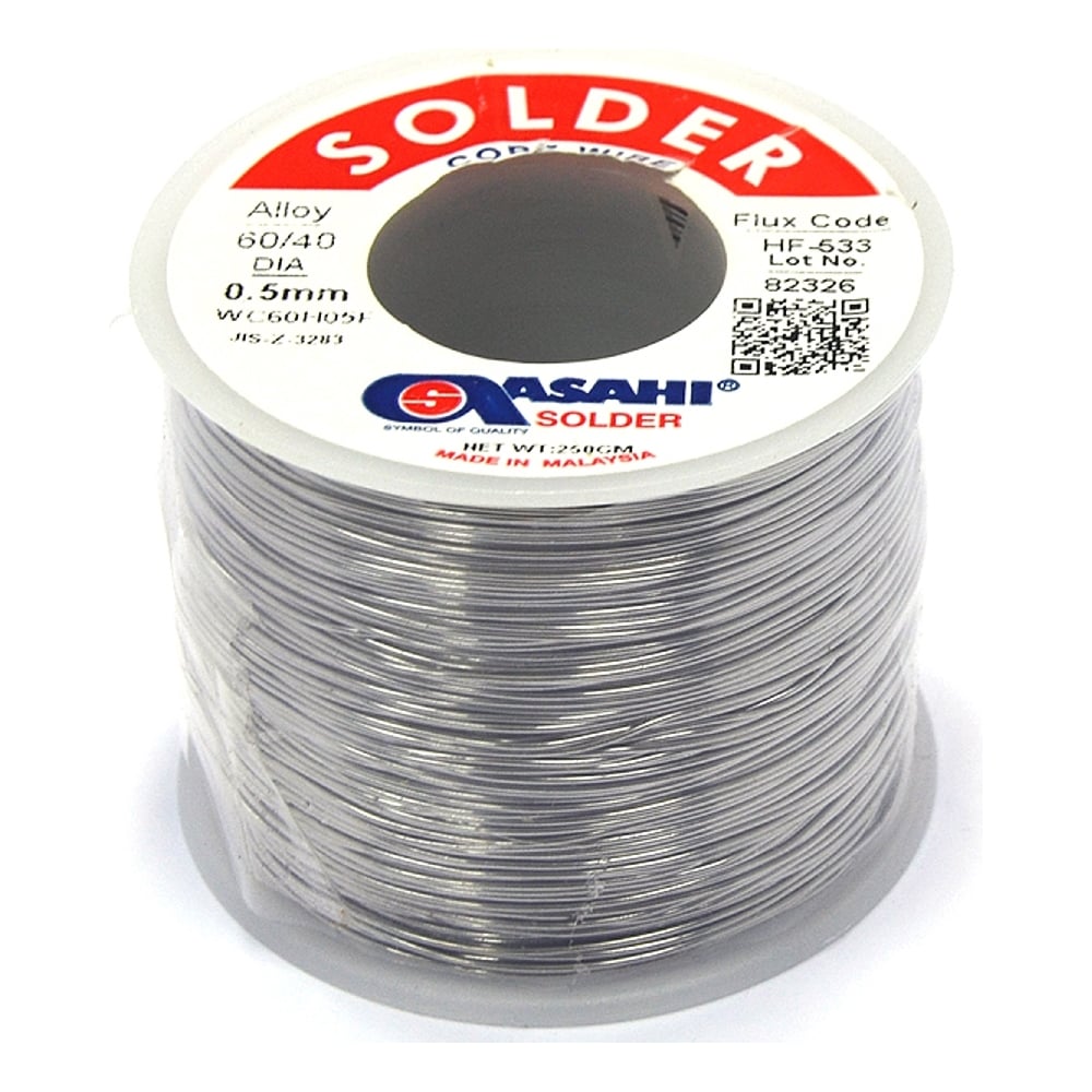 Изображение товара Припой (0.5 мм, 0.25 кг, Sn60/Pb40, HF533 флюс RMA) ASAHI 00-00001183