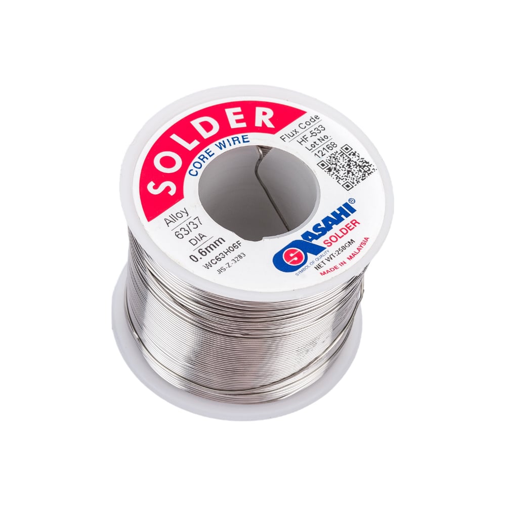 Изображение товара Припой мягкий с флюсом HF533 0.6 мм 0.25 кг ASAHI для меди алюминия и нержавейки