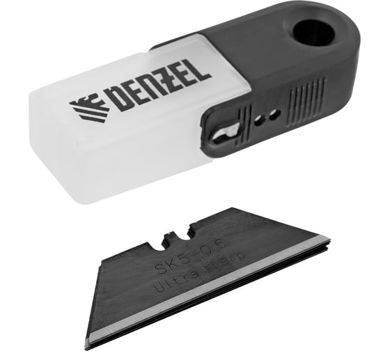 Изображение товара Лезвия 19 мм, сталь SK5, 0.6 мм, трапециевидные, 5 шт Denzel 79318