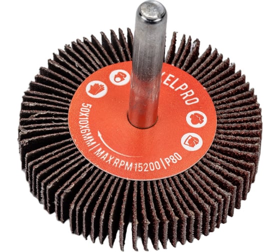 Изображение товара Щетка лепестковая абразивная ROXTOP на шпинделе (50х10х6 мм; Р80) RoxelPro 133506