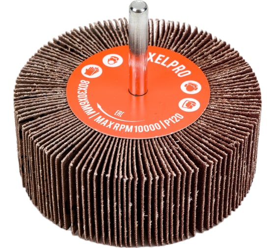 Изображение товара Щетка лепестковая абразивная ROXTOP на шпинделе (80х30х6 мм; Р120) RoxelPro 133848