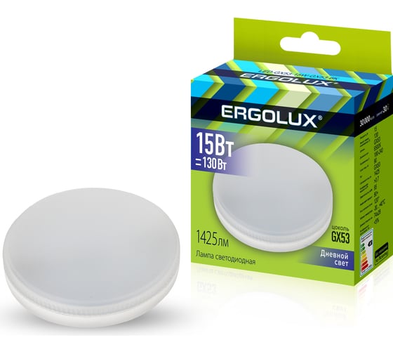Изображение товара Светодиодная лампа Ergolux LED-GX53-15W-GX53-6K 15Вт, GX53, 6500К, 180-240В 14240