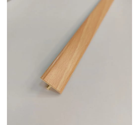 Изображение товара Стыкоперекрывающий Т образный алюминиевый порог Алком-М ПД 09 одноуровневый стык, 18x9 мм, 900 мм, бук ПД09-0065