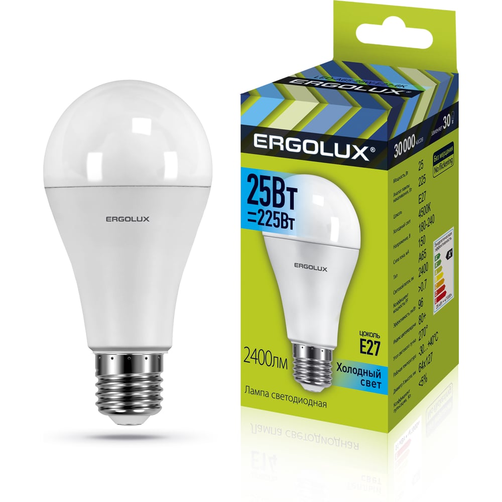 Изображение товара Светодиодная лампа Ergolux LED-A65-25W-E27 4500K 25W 2400Лм E27