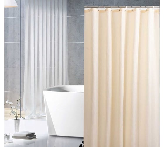 Изображение товара Штора для ванной Рыжий кот 180х180 см, бежевая 005746