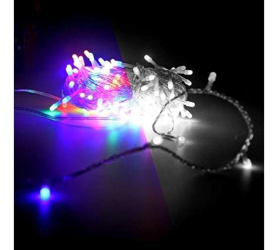 Изображение товара Гирлянда Нить SHLights 12 метров 120 светодиодов, белый/мульти, контроллер 8 режимов MC-ILD120-CMW